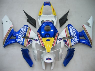 Custom 2005-2006 Honda CBR600RR Motorcycle Fairings - Blue White Yellow Rothmans UK