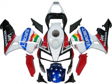 Custom 2003-2004 Honda CBR600RR Bike Fairings - White Red Blue Glossy Black EuroBet UK