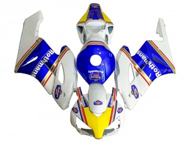 Custom 2004-2005 Honda CBR1000RR Motorcycle Fairings - White Blue Yellow Rothmans UK
