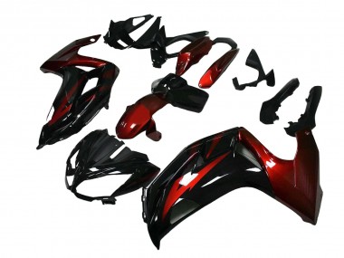 Custom 2012-2016 Kawasaki EX650 Motorcycle Fairings - Red Glossy Black UK
