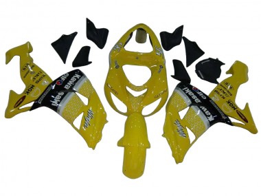 Custom 2006-2007 Kawasaki ZX10R Motorcycle Fairings - Yellow Silver Black Elf UK