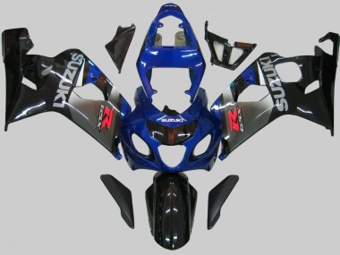 Custom 2004-2005 Suzuki GSXR 600/750 Motorcycle Fairings - Blue Grey Glossy Black UK