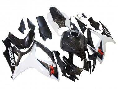 Custom 2006-2007 Suzuki GSXR 600/750 Motorcycle Fairings - Black White Carbon Fiber Style UK
