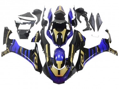 Custom 2015-2019 Yamaha YZF R1 Motorcycle Fairings - Blue Gold Black UK