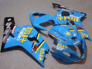 Custom 2004-2005 Suzuki GSXR 750 Motorcycle Fairings - Blue Gold Black Motul Rizla UK