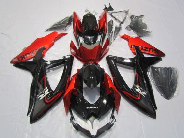 Custom 2007-2008 Suzuki GSXR 1000 Motorcycle Fairing - Glossy Black Red UK