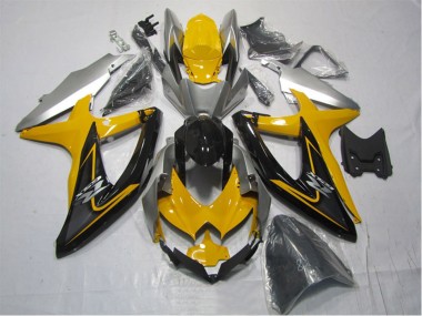 Custom 2007-2008 Suzuki GSXR 1000 Motorcycle Fairing Kits - Yellow Silver Black UK