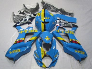 Custom 2007-2008 Suzuki GSXR 1000 Motorcycle Fairings - Blue Yellow Black Rizla 41 UK