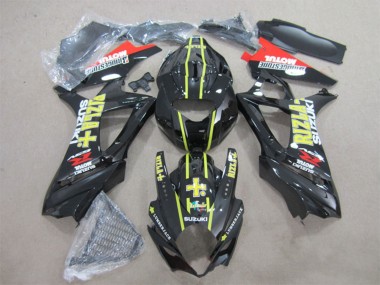 Custom 2007-2008 Suzuki GSXR 1000 Motorcycle Fairings - Glossy Black Yellow Red Rizla UK