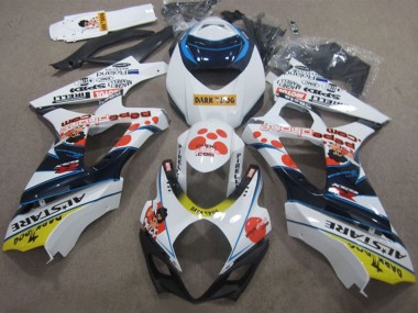 Custom 2007-2008 Suzuki GSXR 1000 Motorcycle Fairings - White Red Blue Yellow Dark Dog UK