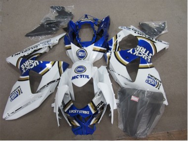 Custom 2009-2016 Suzuki GSXR 1000 Motorcycle Fairings - White Blue Lucky Strike Motul UK