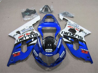 Custom 2001-2003 Suzuki GSXR 600 Motorcycle Fairings - White Blue Black Motul UK