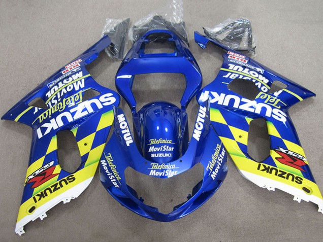 2001-2003 Suzuki GSXR 600 Motorcycle Fairings - Blue Yellow Telefumica MoviStar UK
