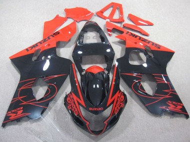 Custom 2004-2005 Suzuki GSXR 600 Motorcycle Fairings - Glossy Black Red UK