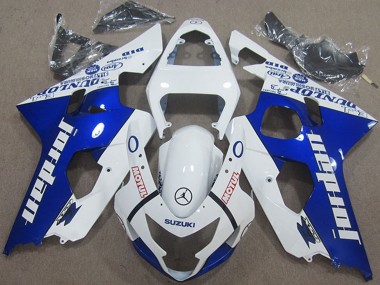 Custom 2004-2005 Suzuki GSXR 600 Motorcycle Fairings - White Blue Jordan Motul UK