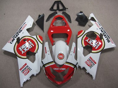 Custom 2004-2005 Suzuki GSXR 600 Motorcycle Fairings - White Red Lucky Strike Motul UK