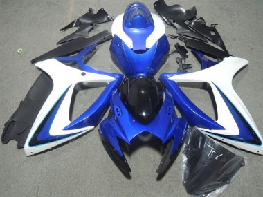 Custom 2006-2007 Suzuki GSXR 600 Motorcycle Fairings - White Blue Glossy Black UK