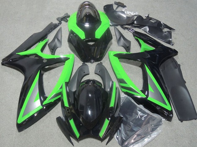 2006-2007 Suzuki GSXR 600 Motorcycle Fairings - Green Glossy Black Silver UK