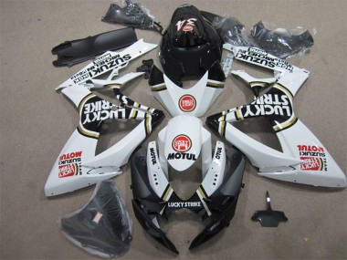 Custom 2006-2007 Suzuki GSXR 600 Motorcycle Fairings - White Black Red Lucky Strike Motul UK