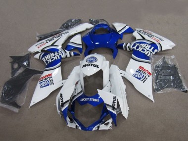 Custom 2011-2024 Suzuki GSXR 600 Motorcycle Fairings - Blue White Lucky Strike Motul UK