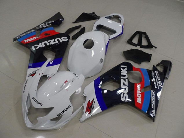 2004-2005 Suzuki GSXR 750 Motorcycle Fairings - White Blue Red Black Motul UK