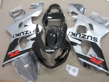 Custom 2004-2005 Suzuki GSXR 750 Motorcycle Fairings - Silver Glossy Black Red UK