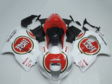 Custom 1996-2007 Suzuki GSXR 1300 Hayabusa Motorcycle Fairings - White Red Lucky Strike Motul UK