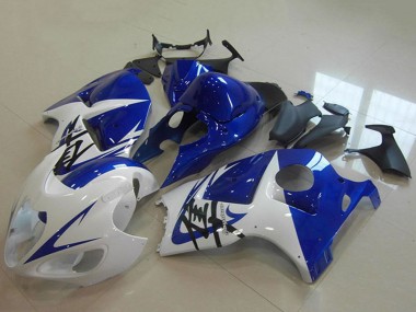 Custom 1996-2007 Suzuki GSXR 1300 Hayabusa Motorcycle Fairing - White Blue UK