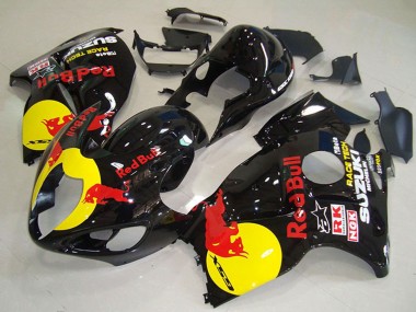 Custom 1996-2007 Suzuki GSXR 1300 Hayabusa Motorcycle Fairings - Glossy Black Yellow Red Bull UK