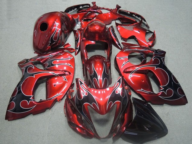 2008-2020 Suzuki GSXR 1300 Hayabusa Motorcycle Fairings - Red Black Flame UK