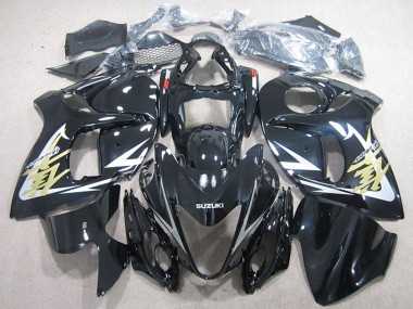 Custom 2008-2020 Suzuki GSXR 1300 Hayabusa Motorcycle Fairings - Glossy Black White Gold Decal UK