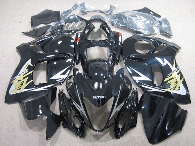 2008-2020 Suzuki GSXR 1300 Hayabusa Motorcycle Fairings - Glossy Black White Gold Decal UK