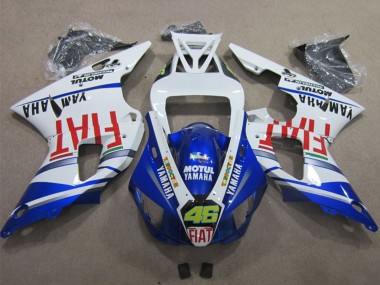 Custom 1998-1999 Yamaha YZF R1 Motorcycle Fairings - White Blue Red Motul Fiat 46 UK