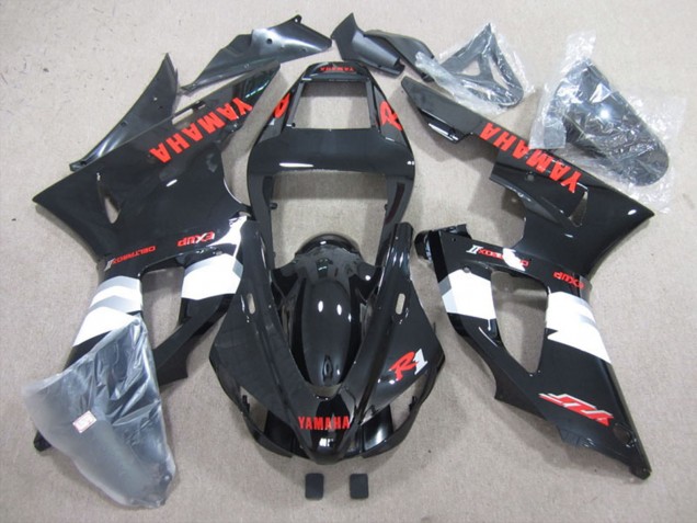 1998-1999 Yamaha YZF R1 Motorcycle Fairings - Glossy Black White Red Decals UK