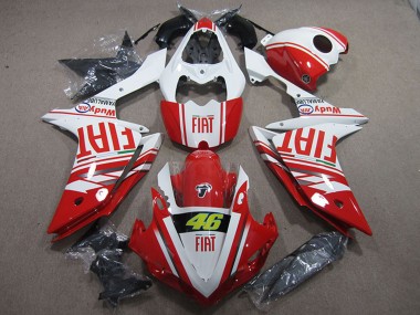 Custom 2007-2008 Yamaha YZF R1 Motorcycle Fairings - White Red Fiat 46 UK