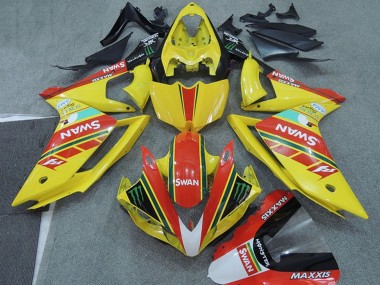 Custom 2007-2008 Yamaha YZF R1 Motorcycle Fairings - Yellow Red Black White Swan UK