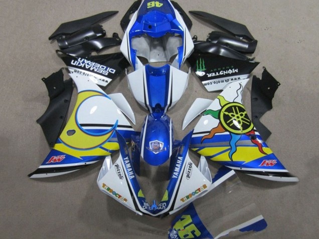 2009-2011 Yamaha YZF R1 Motorcycle Fairings - White Blue Yellow Green Monster Semakin Didepan UK