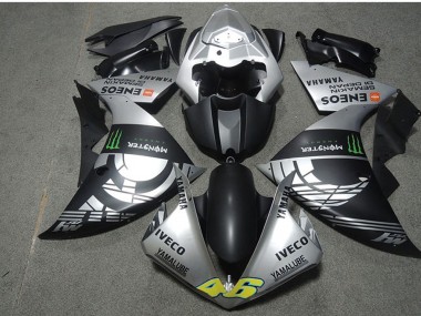 Custom 2009-2011 Yamaha YZF R1 Motorcycle Fairings - Silver Matte Black Green Monster Iveco Yamalube ENEOS Semakin Didepan UK