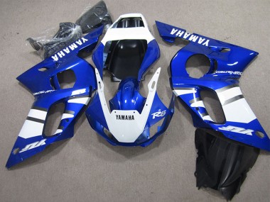 Custom 1998-2002 Yamaha YZF R6 Motorcycle Fairings - White Blue UK