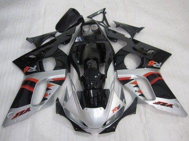 Custom 1998-2002 Yamaha YZF R6 Motorcycle Fairings - Silver Red Glossy Black UK