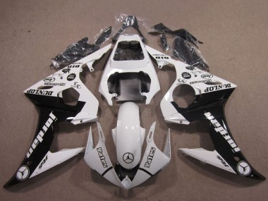 Custom 2003-2004 Yamaha YZF R6 Motorcycle Fairings - White Glossy Black Jordan Dunlop UK