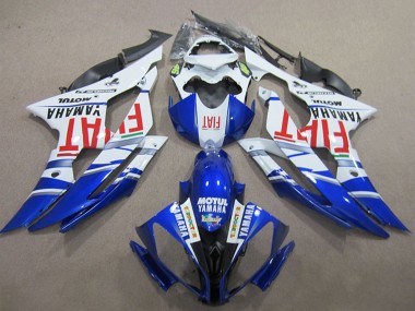 Custom 2008-2016 Yamaha YZF R6 Motorcycle Fairings - White Blue Red Fiat Motul Michelin 46 UK