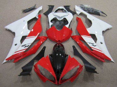 Custom 2008-2016 Yamaha YZF R6 Motorcycle Fairings Kits - White Red Glossy Black UK