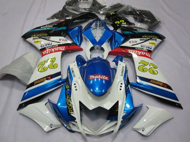 22 White and Blue 2007-2008 GSXR 1000 Motorcycle Fairings 22 White and Blue 2007-2008 GSXR 1000 Motorcycle Fairings