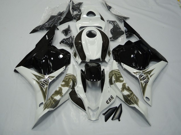 Black Gold and White 2009-2012 CBR600RR Motorcycle Fairings Black Gold and White 2009-2012 CBR600RR Motorcycle Fairings