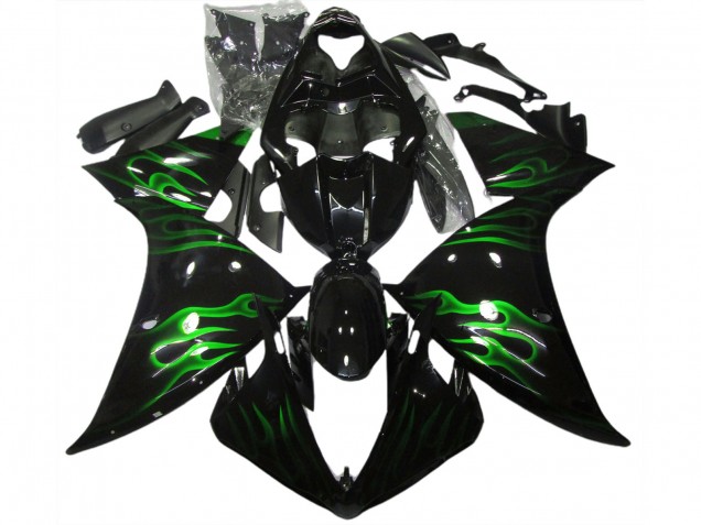 Black & Green Flame 2009-2011 R1 Motorcycle Fairings Black & Green Flame 2009-2011 R1 Motorcycle Fairings