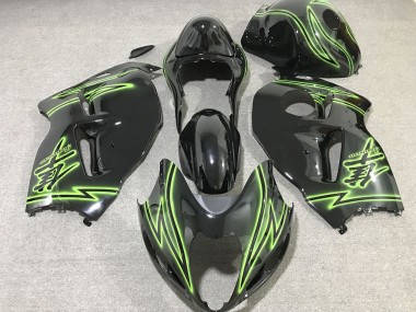 Black & Green Lightning 1997-2007 GSXR 1300 Hayabusa Motorcycle Fairings