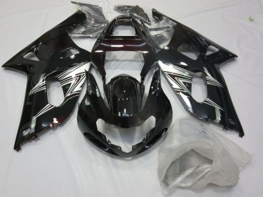 Black Silver 2001-2003 GSXR 600-750 Motorcycle Fairings