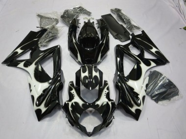 Black and White Design 2008-2010 GSXR 600-750 Motorcycle Fairings