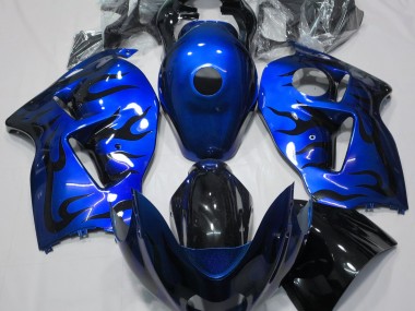 Blue & Black Flame 1997-2007 GSXR 1300 Hayabusa Motorcycle Fairings